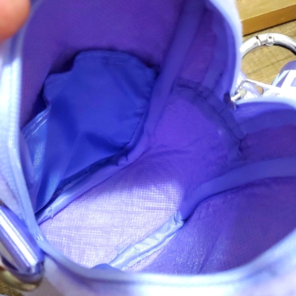 Bonnie Clyde Zip Up Small Fabric Soft Small Crossbody Bag Lavender Purple - Picture 4 of 5